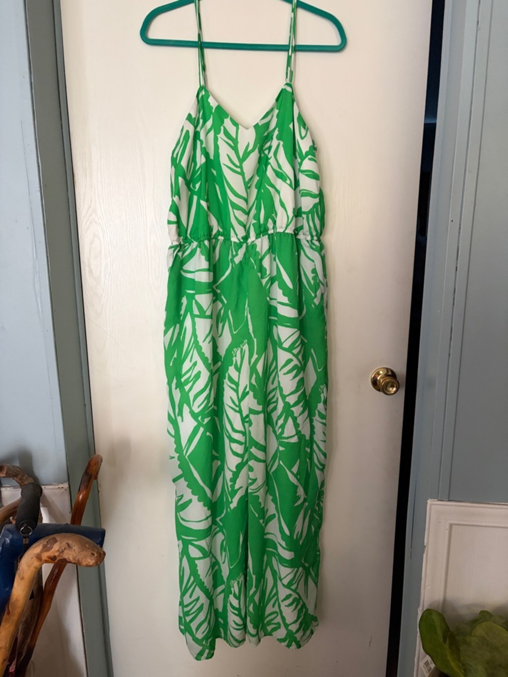 Lilly Pulitzer Green and White Spaghetti Strap Dress